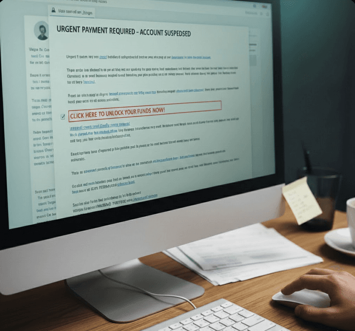 Illustration : alerte email de phishing détectée